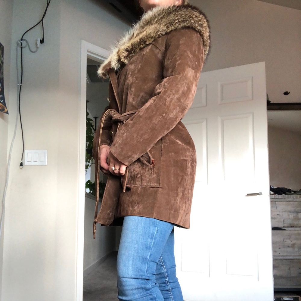 Vintage 60s Real Fur Lapel All Weather Coat